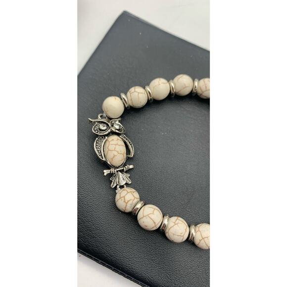 Boho Owl Rhinestone Accent Stretch Bracelet Jewelry - Picture 4 of 6